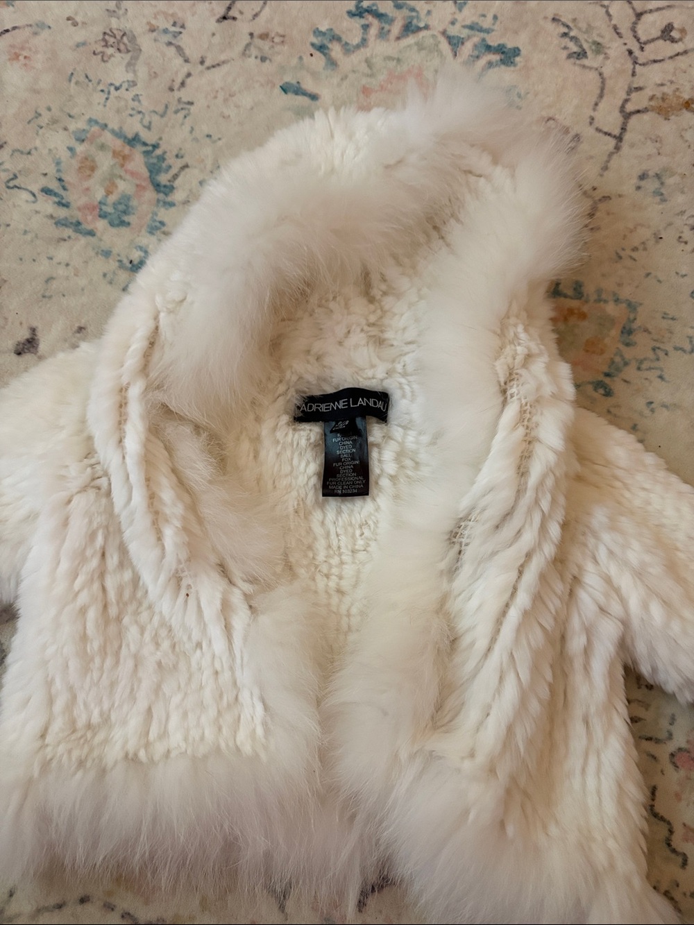 Adrienne Landau Cream rabbit fur jacket. Fits 2/3 years old. See photos!